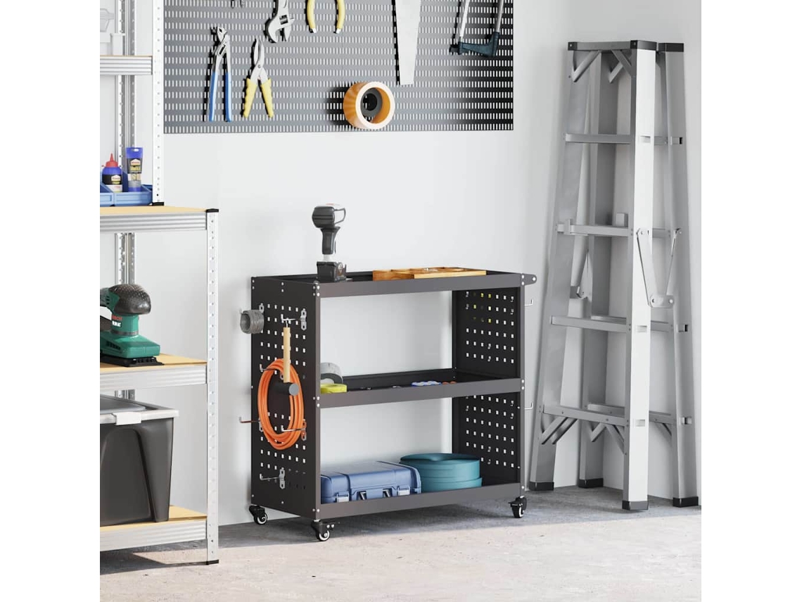 Vidaxl Carro De Ferramentas Preto 75 X 35 X 73 Cm Aço Laminado A Frio