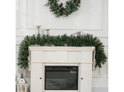 Guirlanda De Natal Artificial 1,8m, 160 Pontas, Para Escadas E Lareira, Decoração Festiva Verde, Estilo Pinheiro.