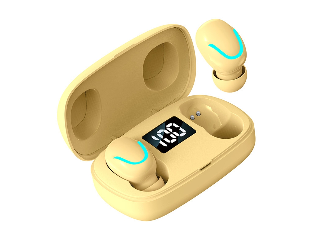 Auriculares Sem Fio Macaron In Ear Wireless Touch YIZHOOD Bluetooth Amarelo