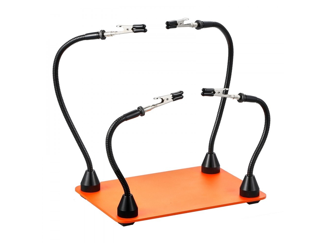 Suporte Magnético Terceira Mão Para Solda 4 Braços Ajustáveis ​​201x140x3mm Aço Resistente