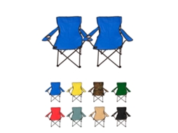 Silla De Camping Plegable De Acero Con Reposabrazos Y Funda Con Asas- 80x80x50 Cm, Resistente Al Agua - Ideal Para Exterior Azul Pack 2 Uds