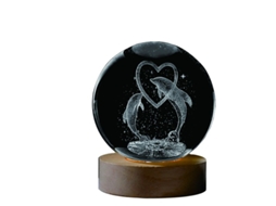 Luminária Noturna Golfinho de Cristal 3d Presente de Natal, Presente de Dia Dos Namorados MDUG