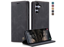 Capa Para Samsung Galaxy S25 Fe 5g De Couro Multifuncional Horizontal Flip Preta