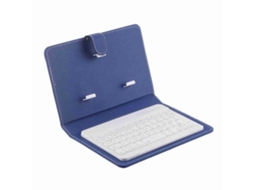 Funda Tipo Libro con Teclado Bluetooth y Soporte para iOS y Android Azul