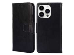 Capa Para Iphone 15 Pro Pele Sintética Preto