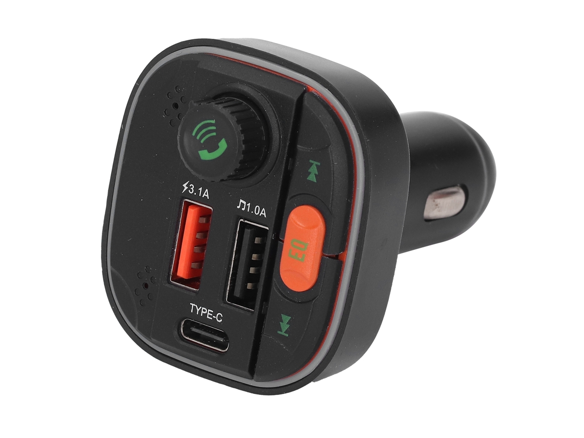 Adaptador Carro Bt Usb-c Carregador Reprodutor Música