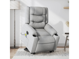 Vidaxl Poltrona Elétrica Reclinável Massagens Tecido Cinzento-claro