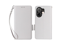 Capa Tkdaddy Para Vivo V60 5g Com Alça De Pulso E Textura De Lichia Em Couro Sintético, Capa Tipo Carteira, Branca