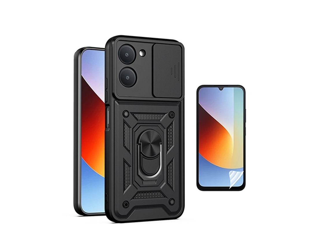 Kit Película Protectora De Hydrogel Frente Capa De Proteção Militar Magnética Janela Gift4me Para Xiaomi Redmi A7 - Preto