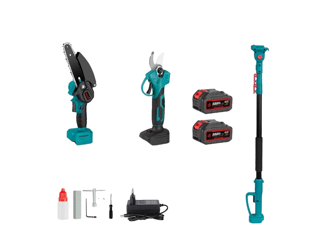 Serra Elétrica Telescópica Com Pólo, 3500w De Potência, Placa Guia De 6 Polegadas, 2bateria 1plug Oem