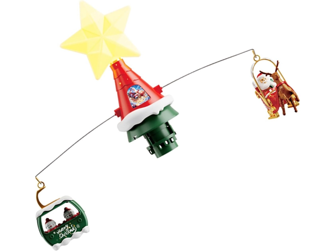 Papai Noel Interativo E Dinâmico Para Árvores De Natal Com Renas Cantoras, Trilho Em Movimento, Luzes Brancas