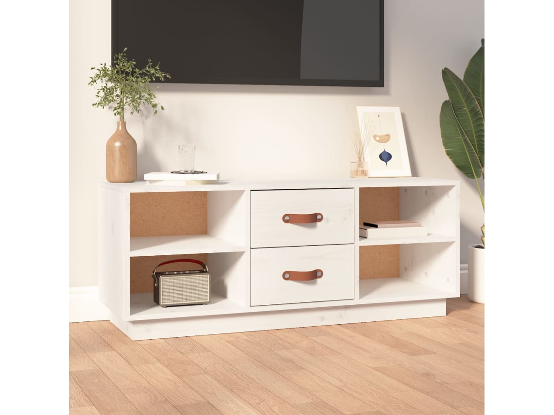 Vidaxl Móvel De Tv 100x34x40 Cm Madeira De Pinho Maciça Branco