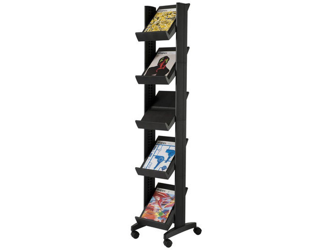 Expositor Paperflow de Solo Movel 5 Estantes de 275X327mm Cor Preto Tamanho Do Expositor 350X1675X385 mm