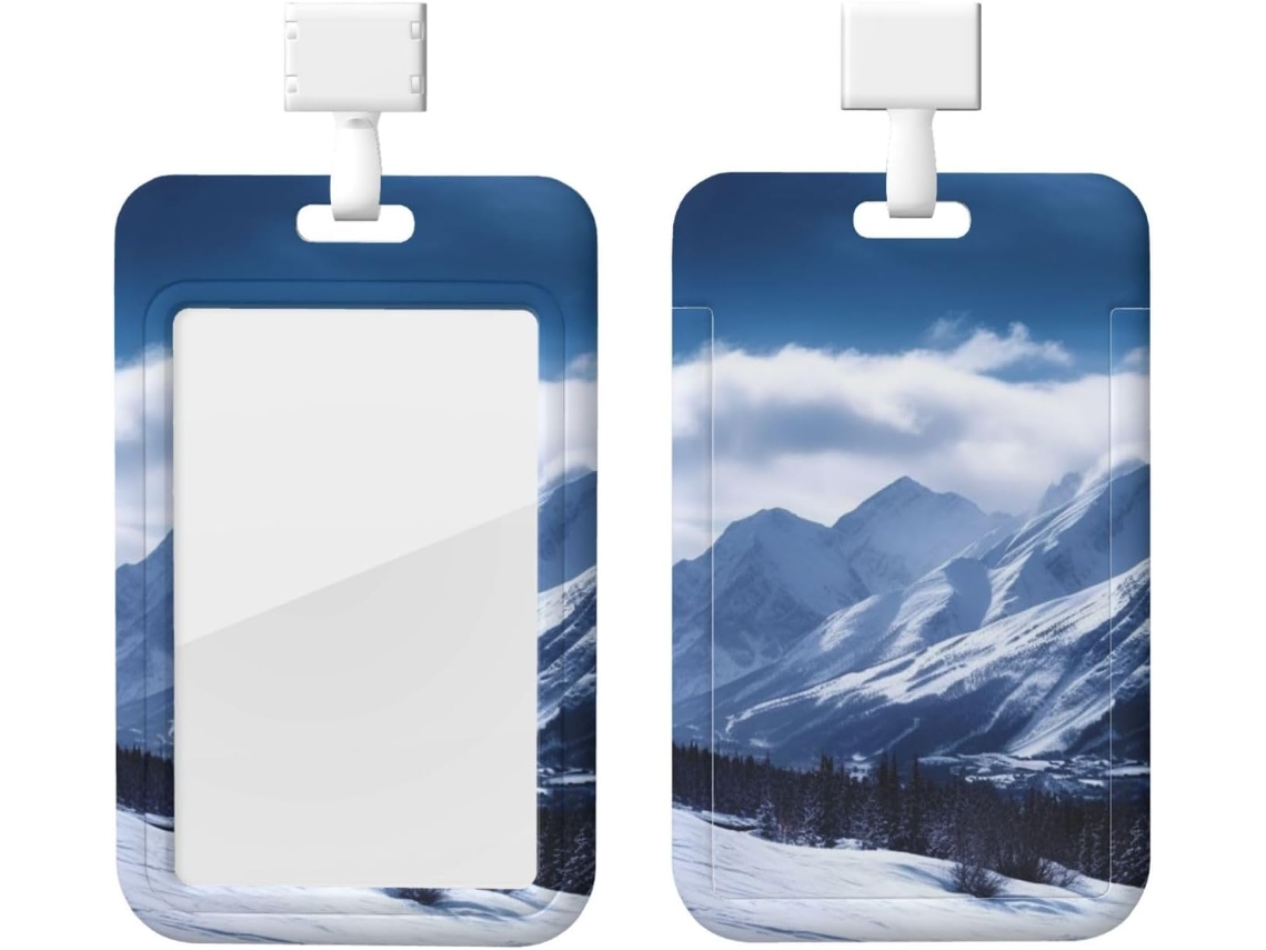 Porta-cartões de identificação branco Crachá com vista para as montanhas de Nevada, com cordão e revestimento plástico impermeável.