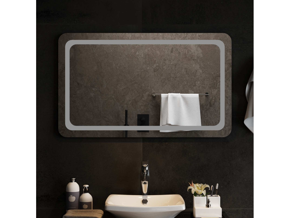 Vidaxl Espelho De Banheiro Led Com Espelho Transparente 100 X 60 Cm