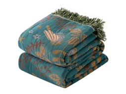 Colcha Boho Com Padrão De Feltro De Algodão, Xadrez Com Franjas-aquaforge