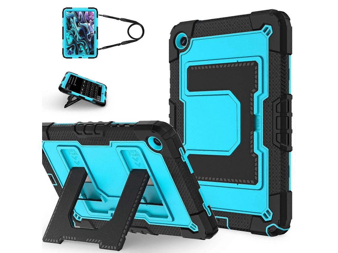 Capa Protetora Em Silicone E Pc Com Suporte Para Samsung Galaxy Tab A9, Azul Elysve