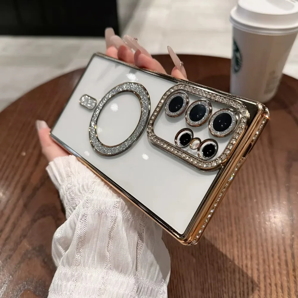 (samsung S22, Dourado) Capa Protetora Completa Para Lente, Compatível Com Magsafe, Capa Traseira Transparente E Macia