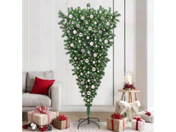 Vidaxl Árvore De Natal Artificial Pré-iluminada De Cabeça Para Baixo Com Conjunto De Bolas