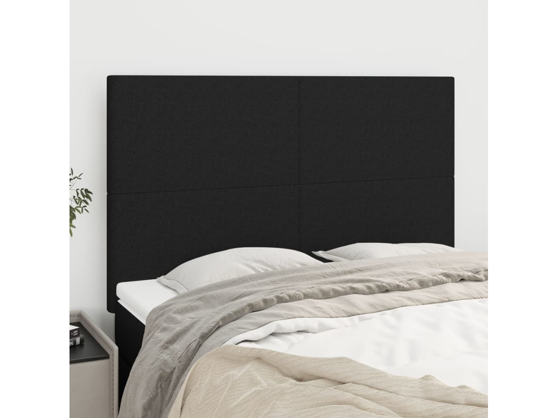 Cabecero de 4 piezas, tela, 72 x 5 x 78/88 cm, color negro