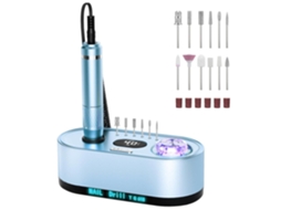 Conjunto Manicure/pedicure Chrui Lima Elétrica 40000rpm Ecrã Lcd (azul)