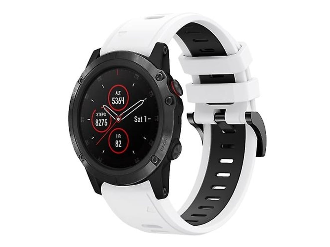 Pulseira De Relógio Lurelia Para Garmin Fenix 5x Sapphire 26 Mm Silicone Branco Preto