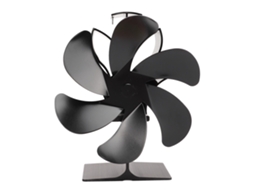 Ventilador De Lareira Laxiscreed Resistente Ao Calor Com Seis Pás E Design Estilo Lótus, Acabamento Preto Brilhante
