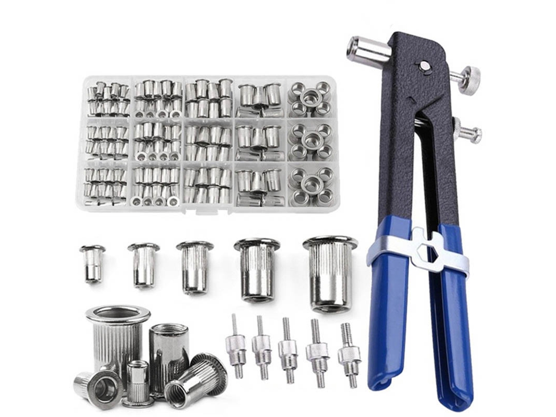 Conjunto De 150 Peças De Ferramentas Para Reparo De Fusos E Parafusos M3/m4/m5/m6/m8, Incluindo Chave De Fenda De Ponta Chata E Alicate Para Rebites.