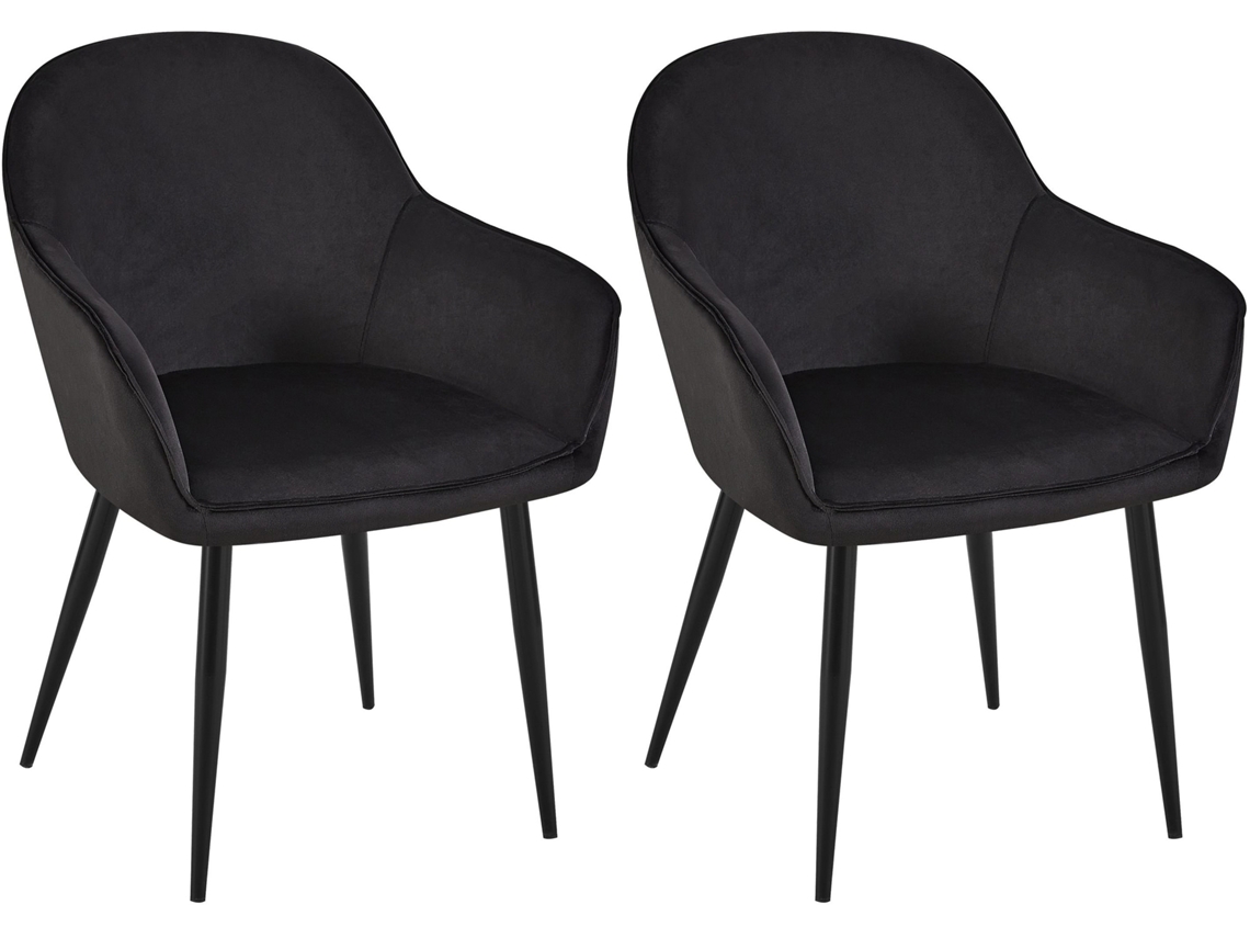 Conjunto de 2 Cadeiras de Jantar Veludo Boise Preto CLP