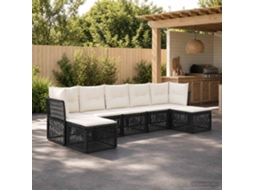Vidaxl Conjunto De Sofá De Jardim 7 Unid. Preto Vime Pe