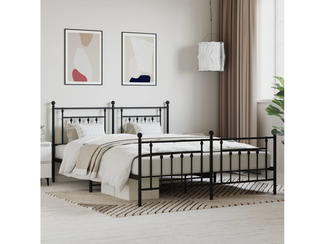 Estrutura De Cama Sem Colchão Com Pés 180x200 Cm Preto