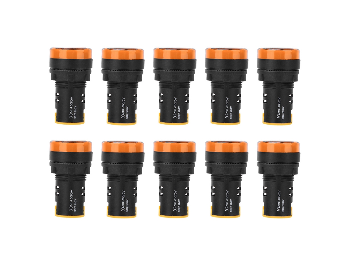 Luz Indicadora De Energia Led Berm 10pçs Ad16-22d/s 22mm 110v Com Capa Retardante A Chamas Pc