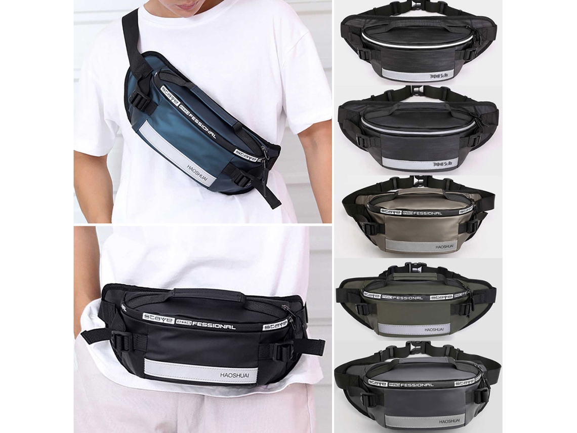 Bolsa Cintura De Moda Com Grande Capacidade Listras Reflexivas Impermeável E Resistente À Desgaste