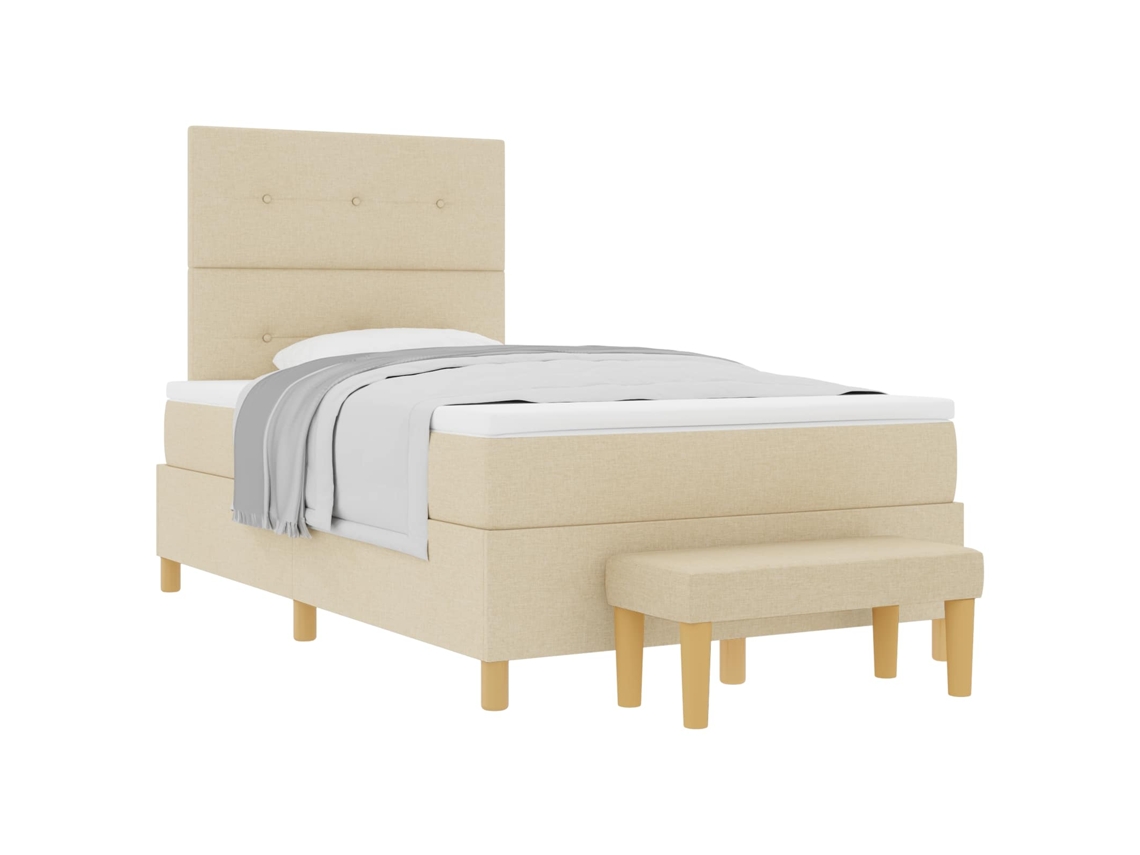 Cama Box com Colchão com Cabeceira Creme Tecido MAISON EXCLUSIVE (120x200 cm)