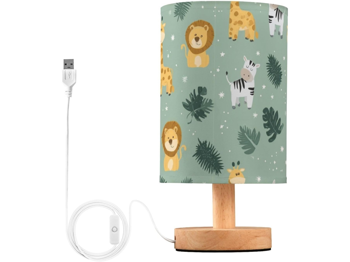 Abajur De Cabeceira Kcldeci Com Girafa E Leão Verde, Ideal Para Quarto, Estilo Fazenda, Mesa De Cabeceira, Sala De Estar