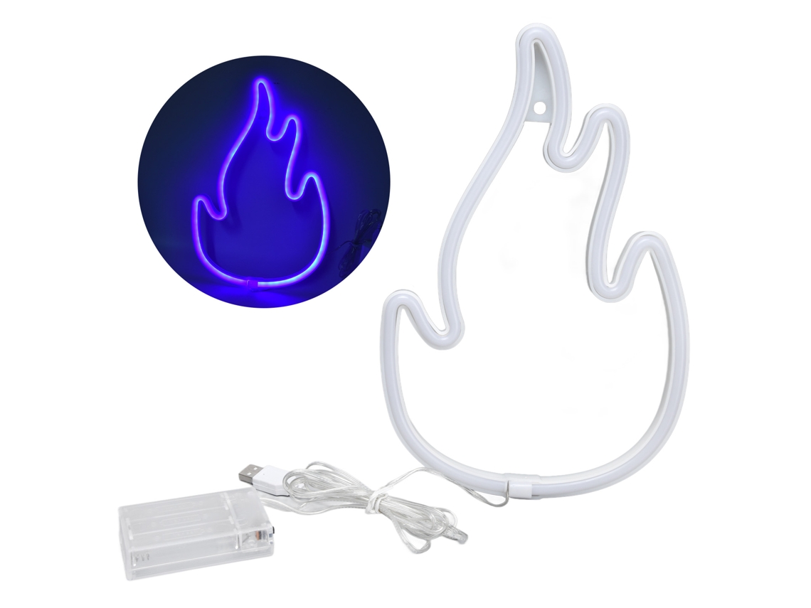 Flame Neon Sign Azul com Fontes Duas para Decoração