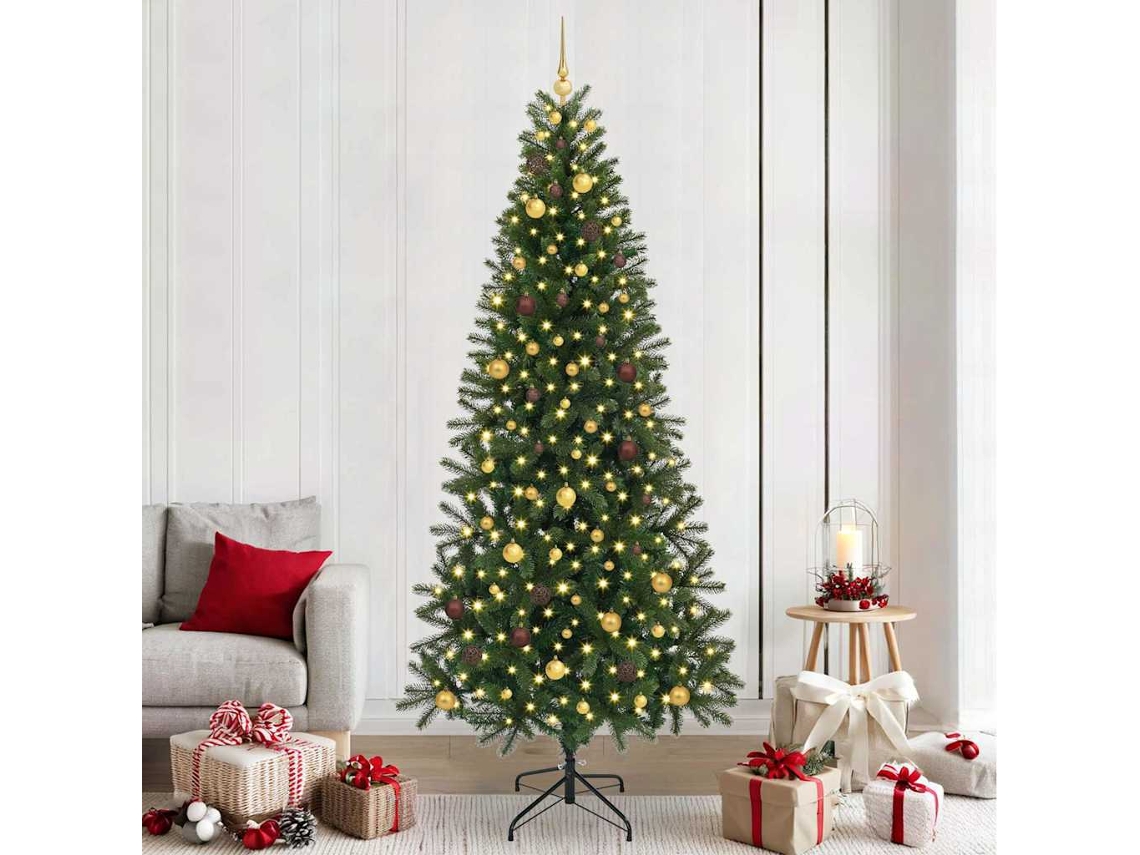 Vidaxl Árvore De Natal Artificial Com 300 Leds Verde 240 Cm Pe E Pvc