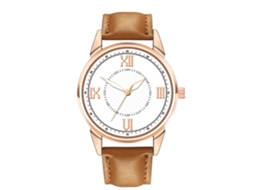 Relógio de Pulso Masculino de Quartzo Casual com Pulseira de Couro Artificial Café Claro Branco