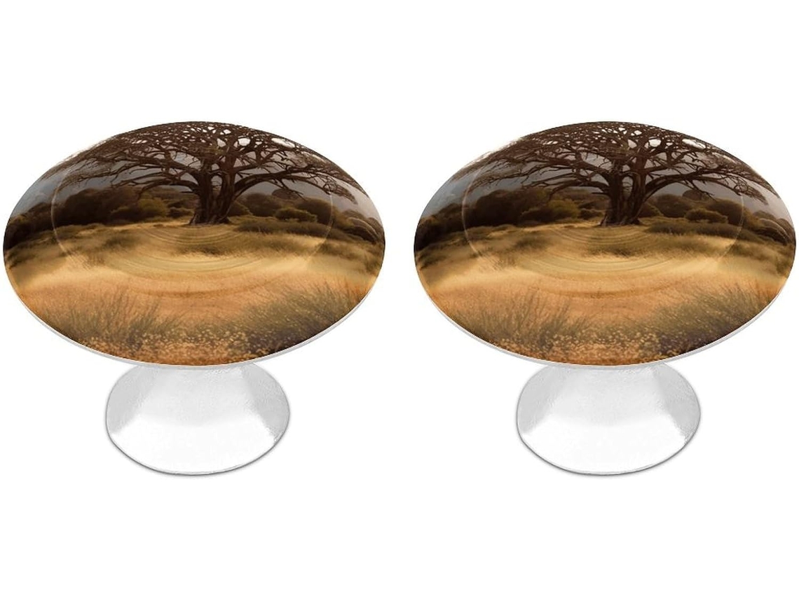 Conjunto De 2 Puxadores Aço Inoxidável Para Armários Cozinha, Personalizados Com Desenho De Árvore Africana, Para