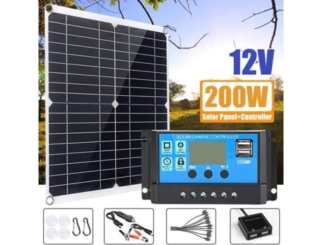 Happy-Kit Completo de Painel Solar 200W 12V Célula Solar Flexível de Alta Eficiência Controlador 60A SODIAL