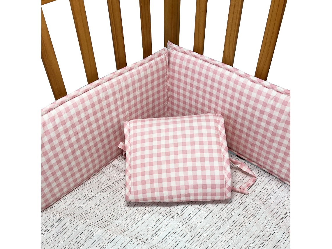 Conjunto de Protetores de Berço PANOONA 4 Peças Rosa Claro (2 X 132 Cm + 2 X 68,5 Cm)