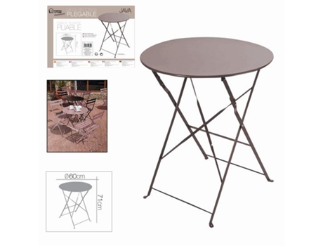 Mesa de Metal Dobrável Java Diam 60 X a 71 Cm Topo FORNOR