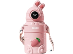 Garrafa Água Infantil Em Aço Inoxidável, 500ml, Com Visor Inteligente De Temperatura, Inclui Capa Protetora