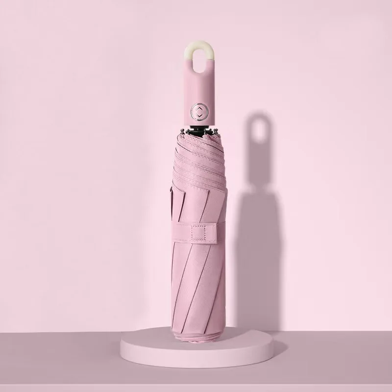 (rosa, 8k) Guarda-sol Totalmente Automático Com Trava Oferece Proteção Solar E Contra Raios Uv Dobrável E Resistente Ao Vento.