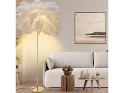 Luminária De Chão Moderna Com Penas Avestruz, 160cm, Para Sala De Estar, Sala De Leitura E Quarto, Com 3 Cores