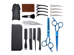 Kit De Tesoura De Corte Cabelo, 19pcs Para Uso Em Salão De Beleza E Em Casa (azul) Cuich
