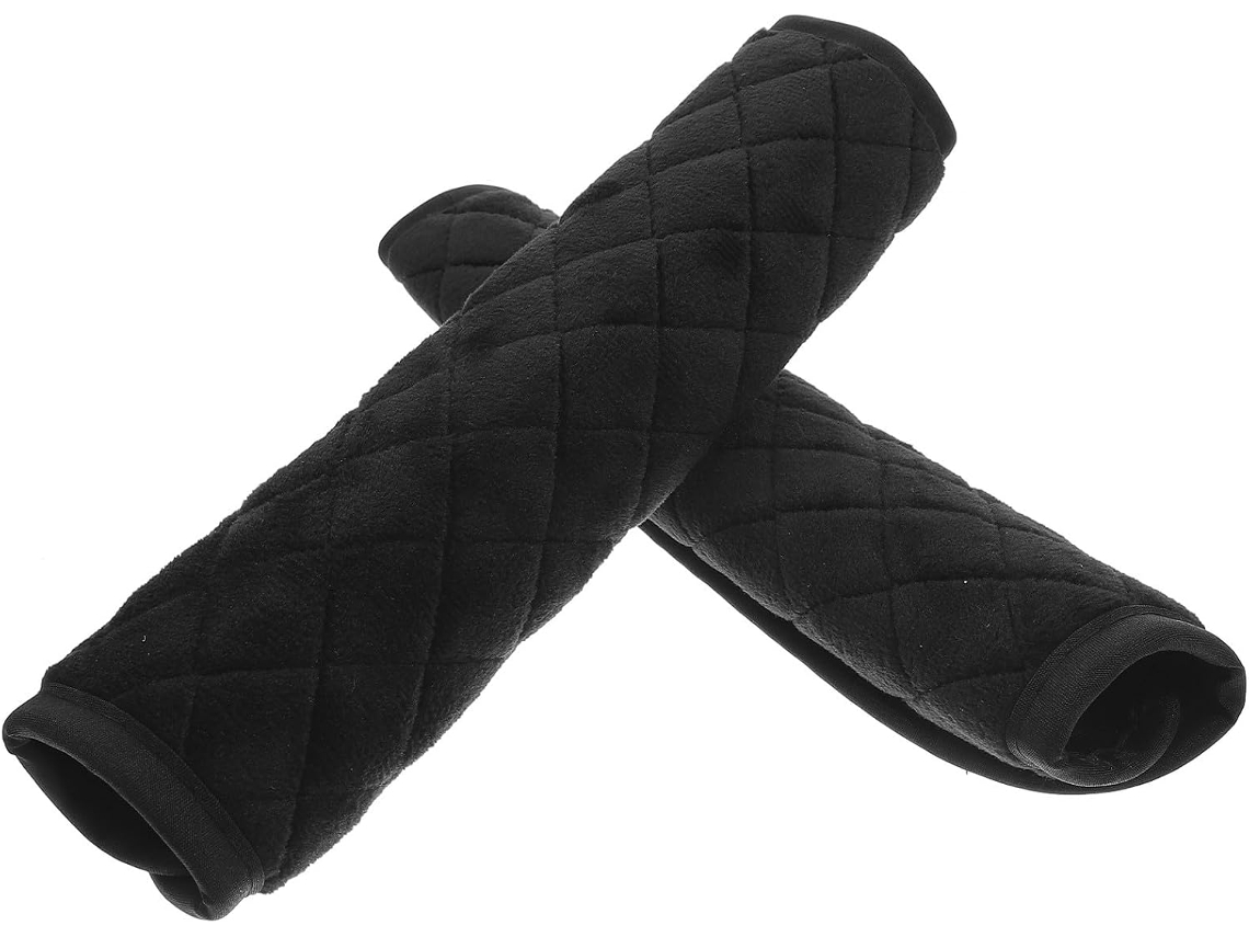 Conjunto de 2 Ombreiras Pretas Pelúcia Para Mochilas E Malas.
