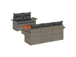 Conjunto 6 Móveis Para Exterior Vidaxl Cinzento Vime Pe (196 X 62 X 69 Cm)