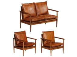 Sofa Set, Sofa Sets Vidaxl Marrom Couro (n/a)