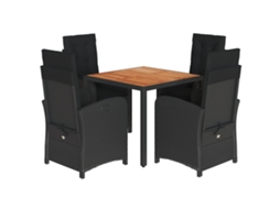 Garden Dining Set, Garden Dining Sets Vidaxl Preto Rattan / Vime (mesa Com 90 Cm De Comprimento)